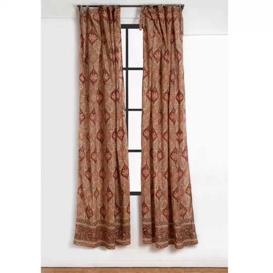 Mehrab Curtain - Tan/Maroon